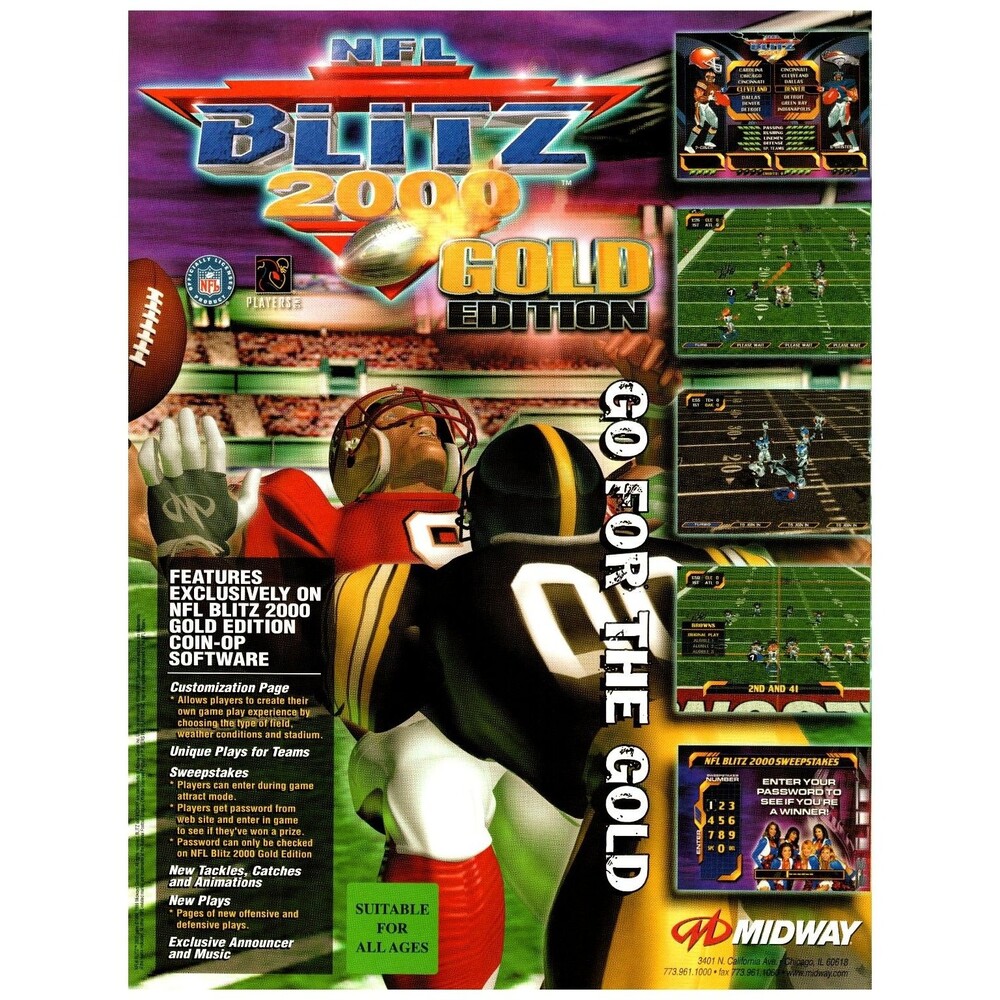 JOB LOT 5x Original NOS Midway Blitz 2000 Gold Football Arcade Flyers
